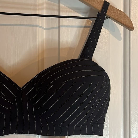 NWT Anthropologie X Favorite Daughter | Black & White Pinstripe Bra Top XS 90s - Picture 5 of 10
